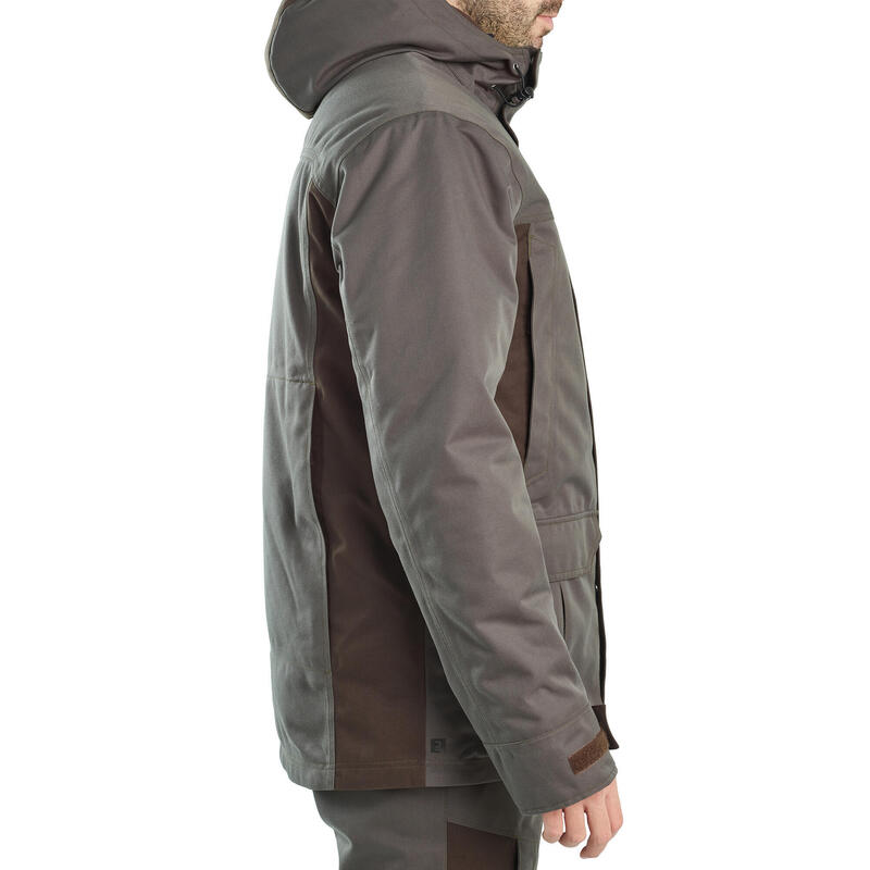 Chaqueta caza 500 3 en 1 impermeable Mujer Solognac marrón