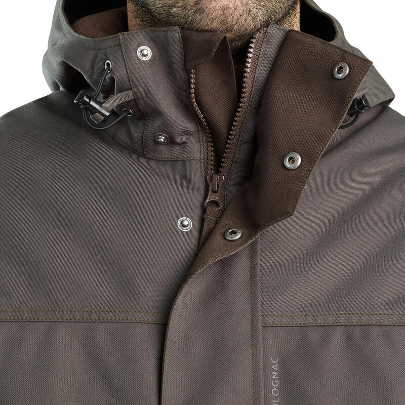 VESTE CHASSE IMPERMÉABLE CHAUDE 500 VERTE