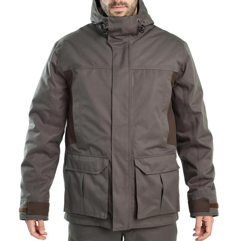 CHAQUETA DE CAZA HOMBRE BGP900 3 EN 1 IMPERMEABLE CAFÉ - Decathlon