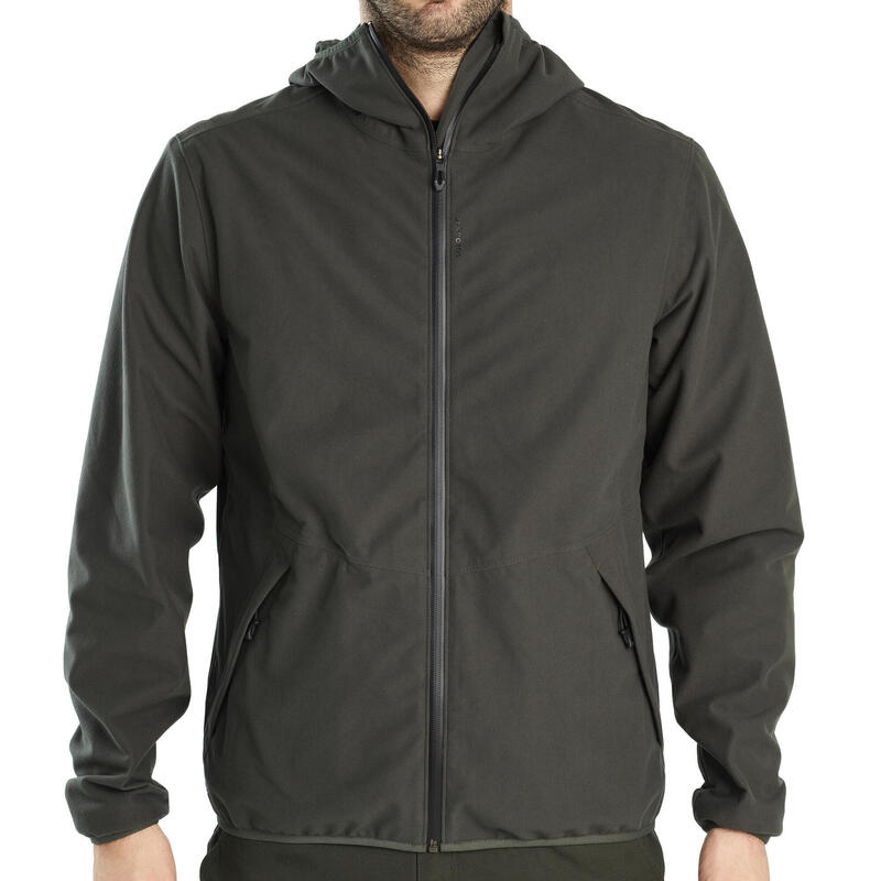 VESTE CHASSE SILENCIEUSE IMPERMEABLE VERTE 500