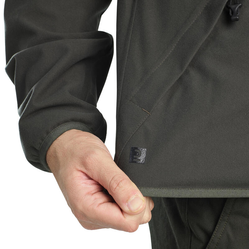 VESTE CHASSE SILENCIEUSE IMPERMEABLE VERTE 500