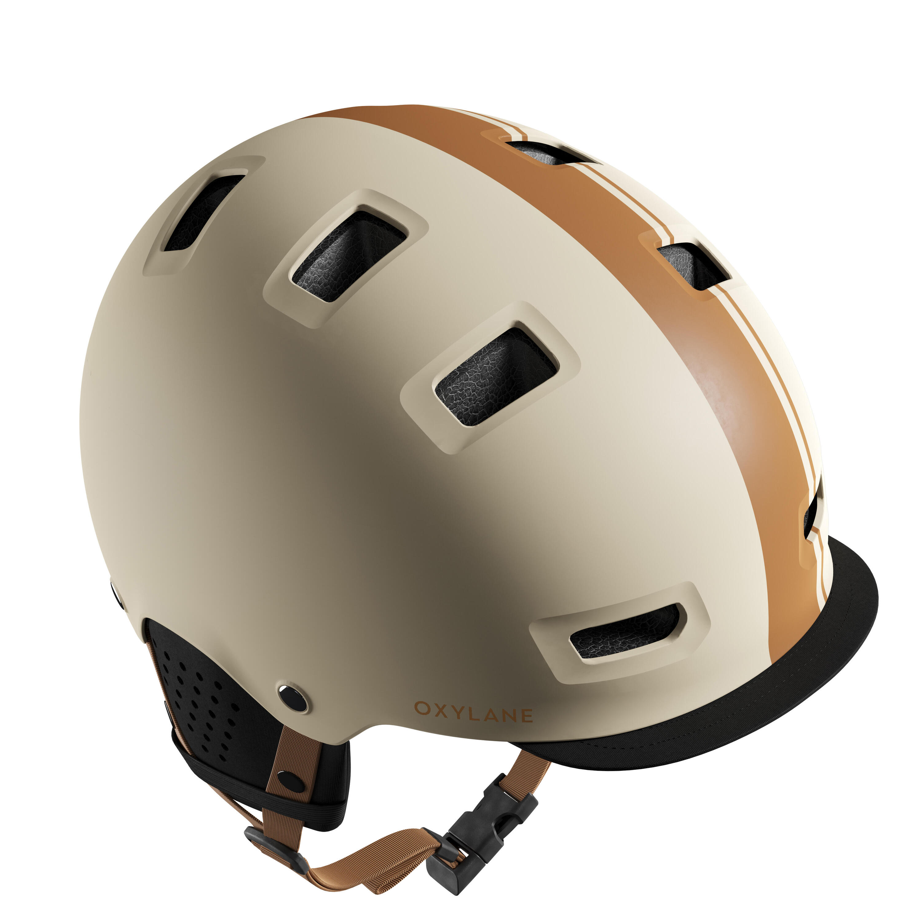 BTWIN City Cycling Bowl Helmet 500 - Beige Graphic