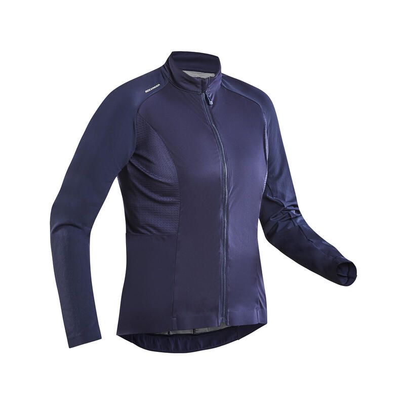 Jachetă ploaie ciclism MTB Bleumarin Damă