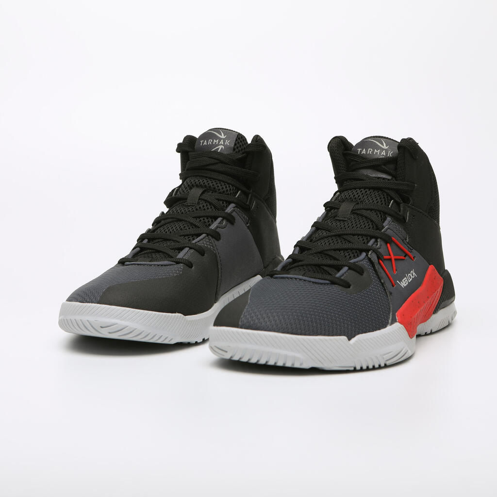 CHAUSSURES DE BASKETBALL HOMME/FEMME DEBUTANT - PROTECT 120 GRIS NOIR