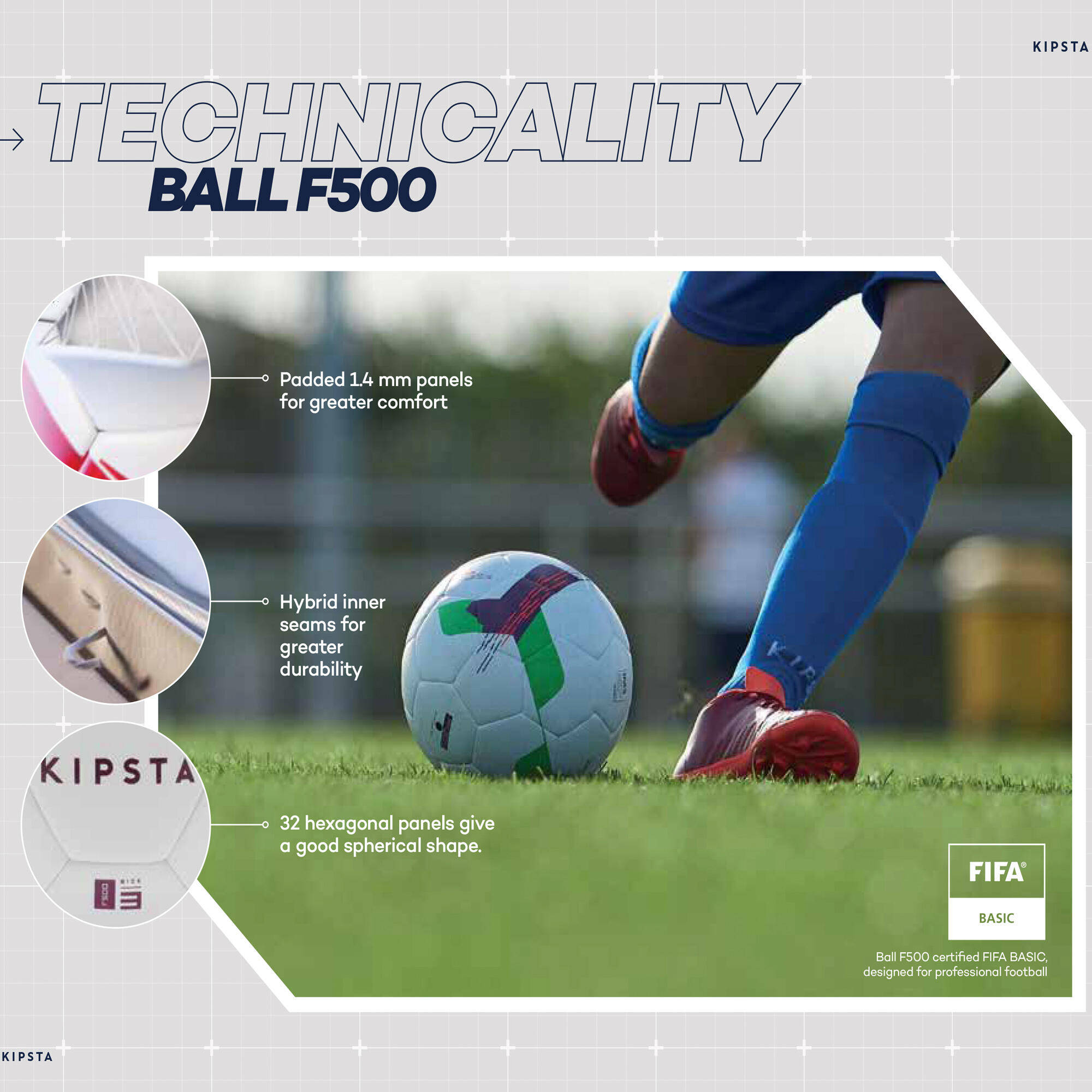 Football Ball F500 Size 5 - White -  1
