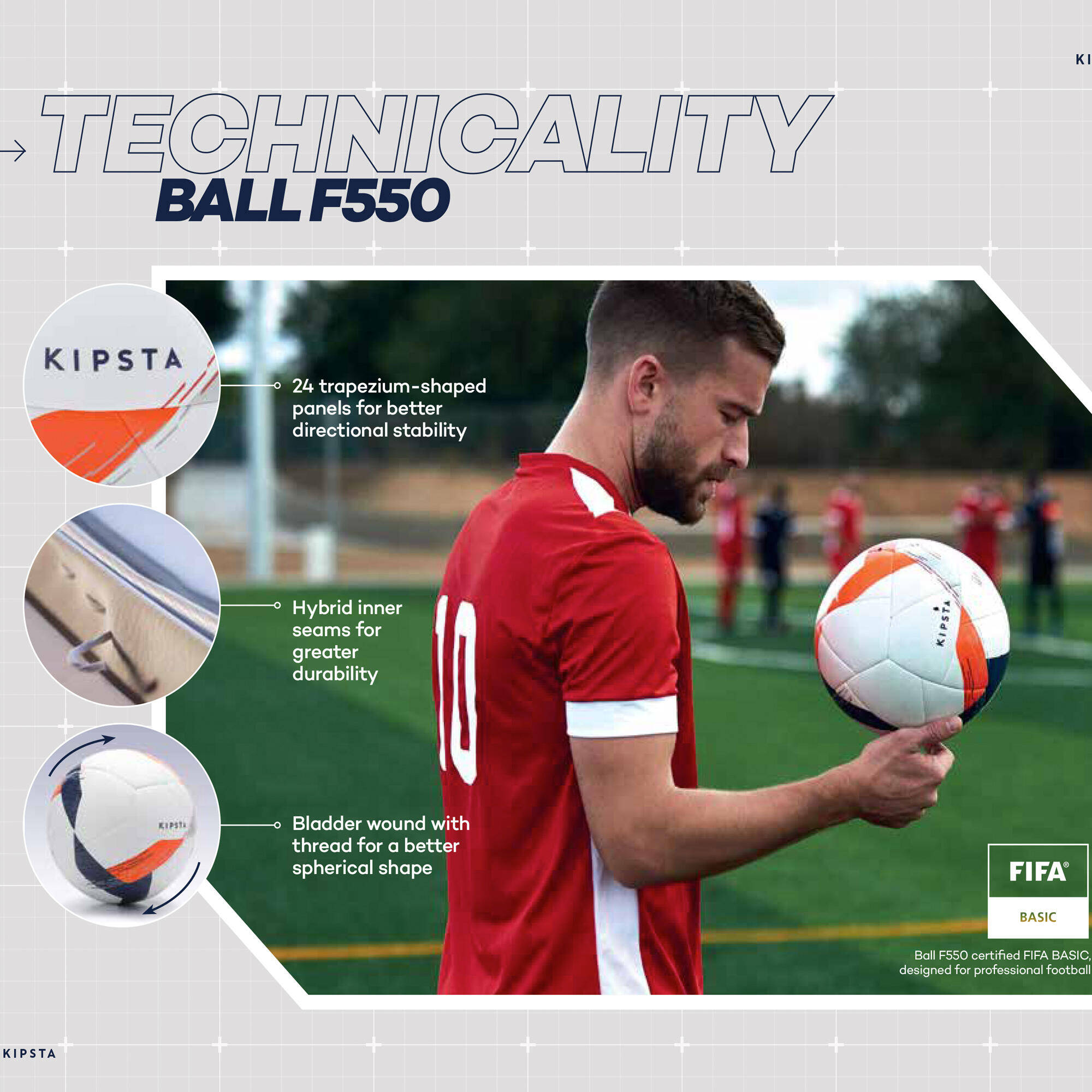 Football Ball Size 5 F550 - White -  1