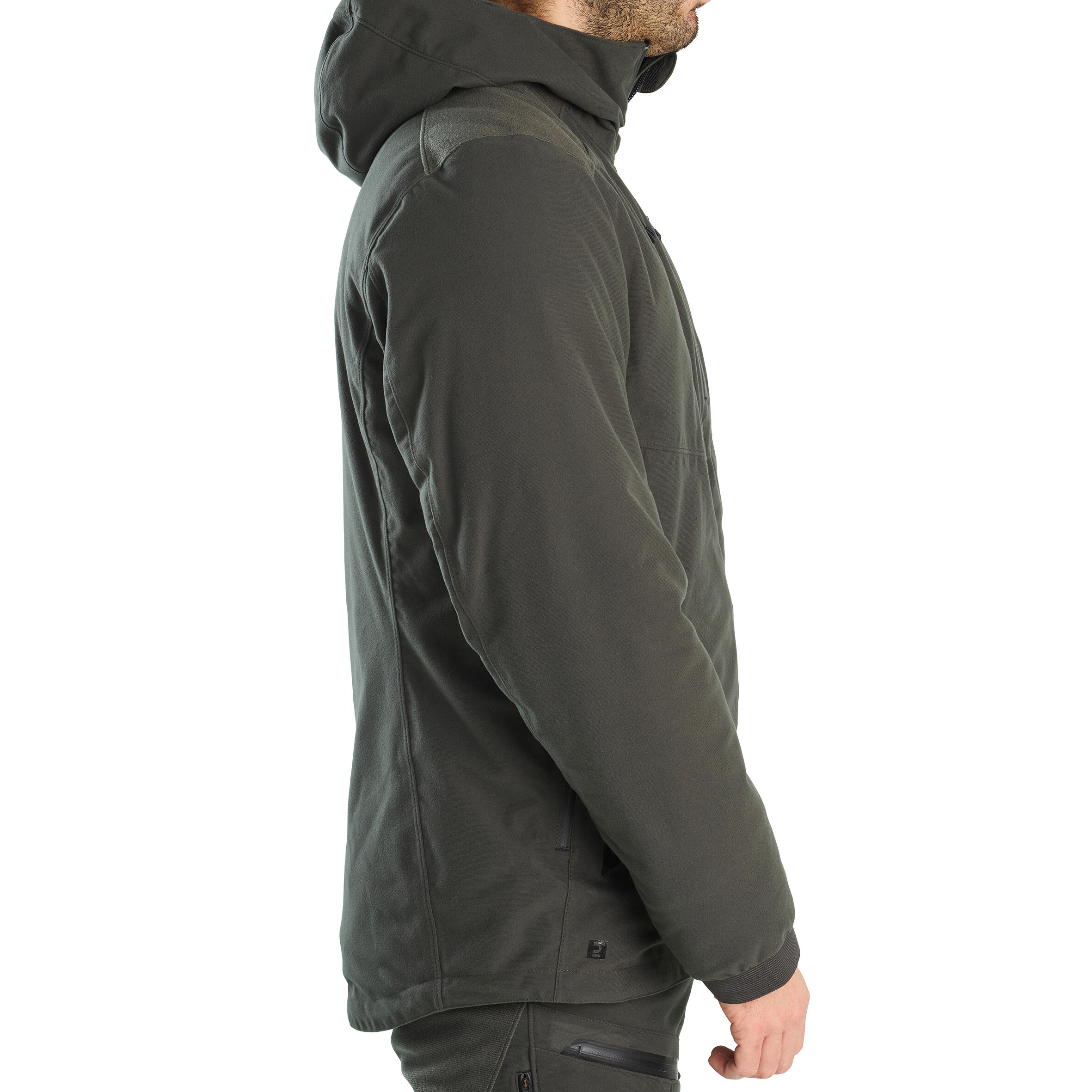 WARM WATERPROOF HUNTING SILENT JACKET GREEN 900 Decathlon