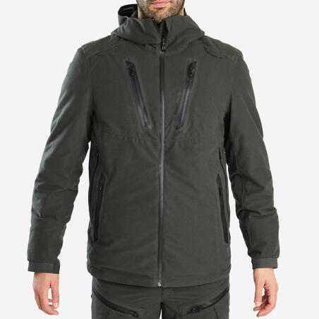 Куртка тепла 900 чорна 900 для полювання водонепроникна зелена
