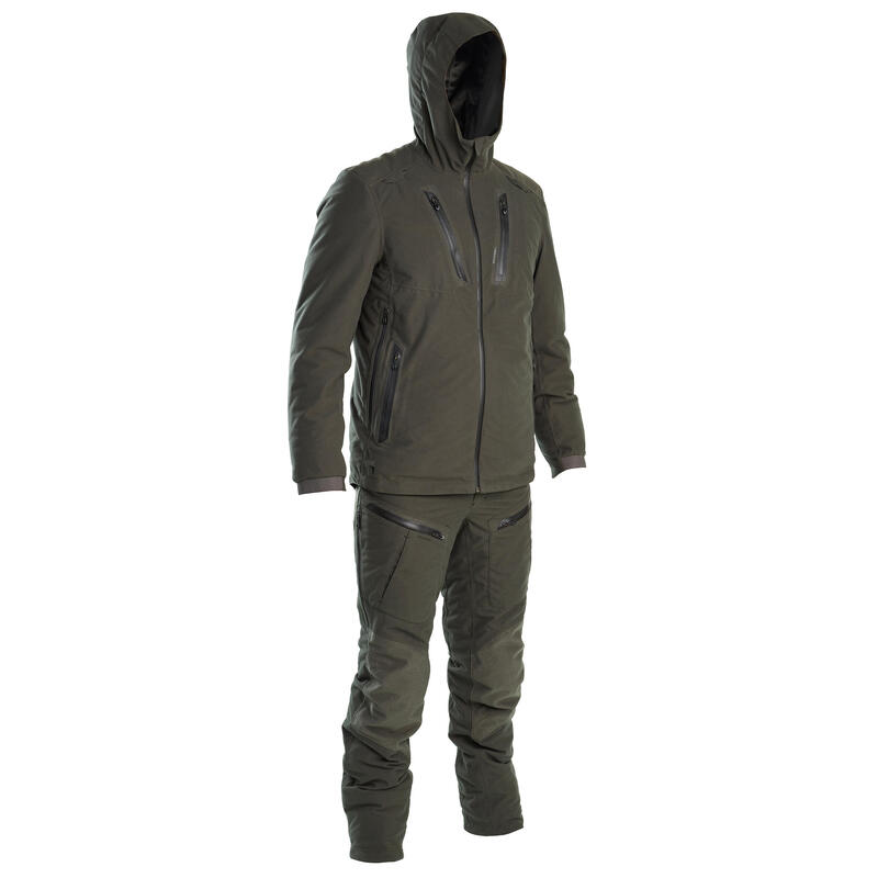 Jagd-Regenjacke 900 warm geräuscharm grün 