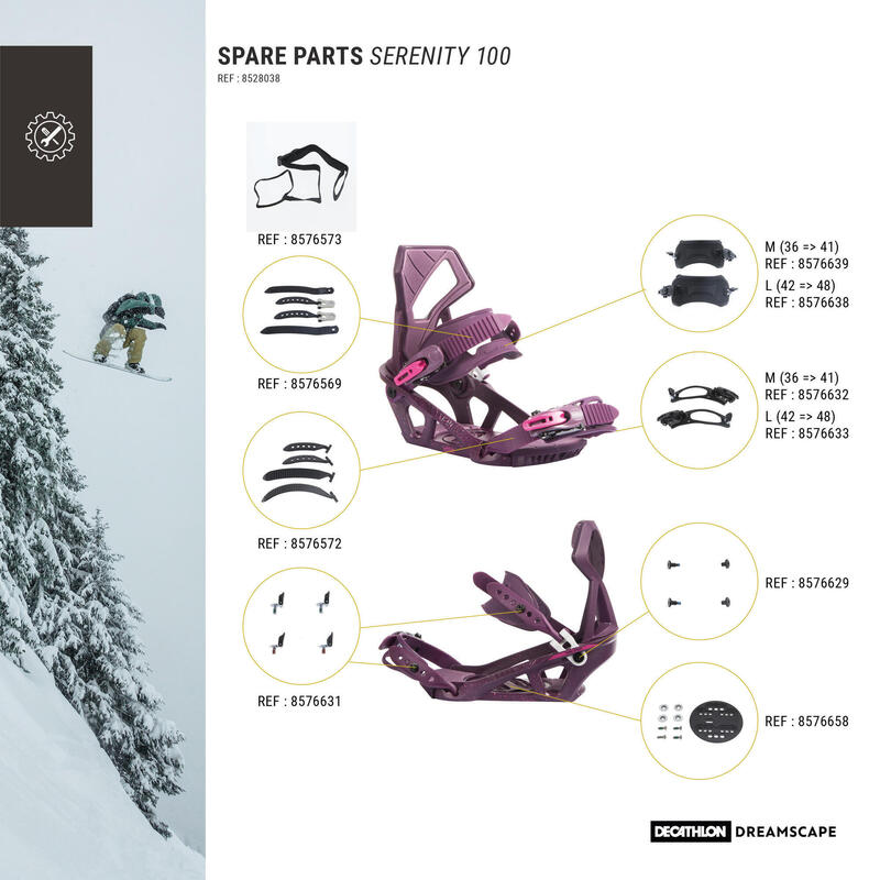 Snowboardbindingen voor piste/off-piste dames Serenity 100 paars
