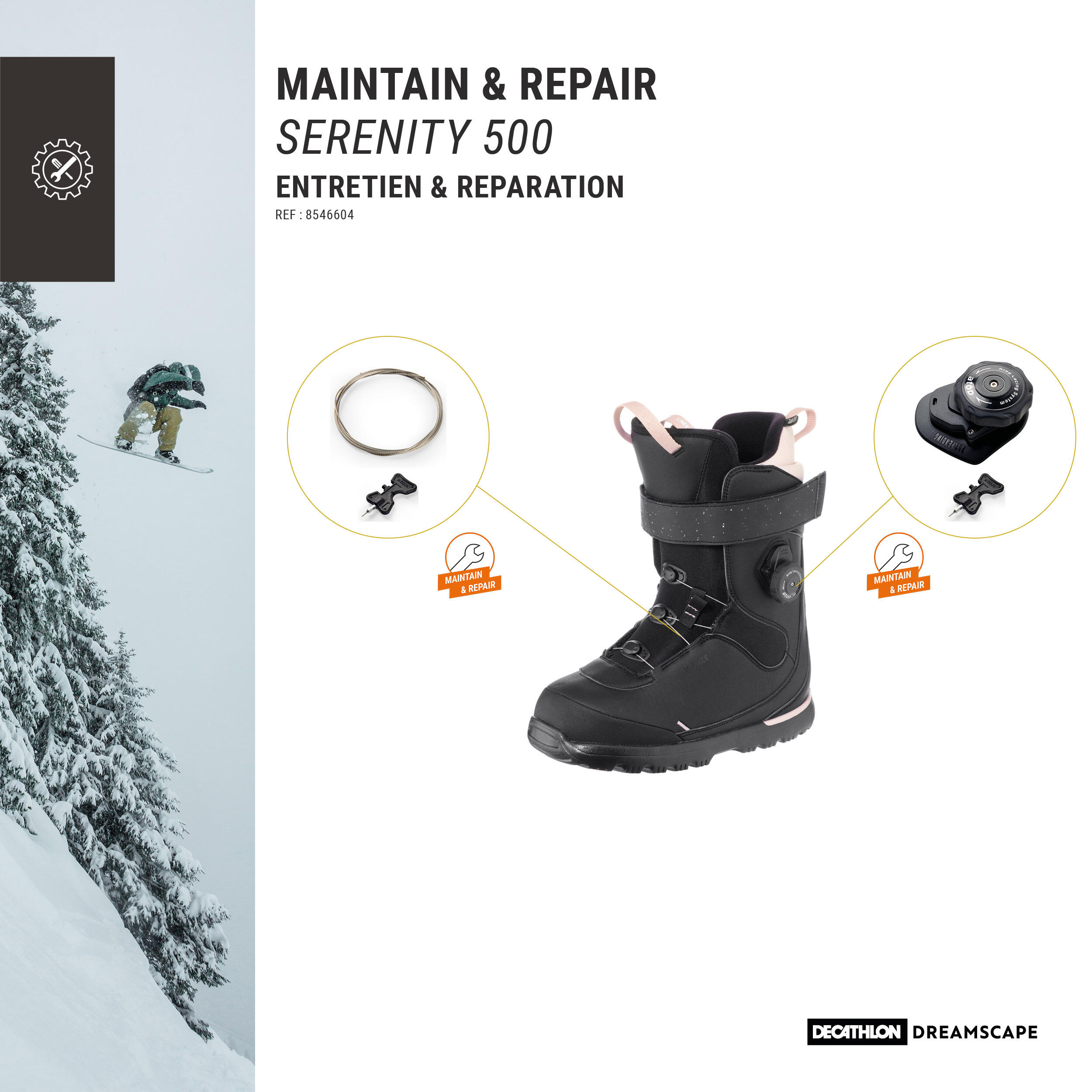 Chaussures de planche à neige piste/hors-piste, Serenity 500, noires - Femme - DREAMSCAPE