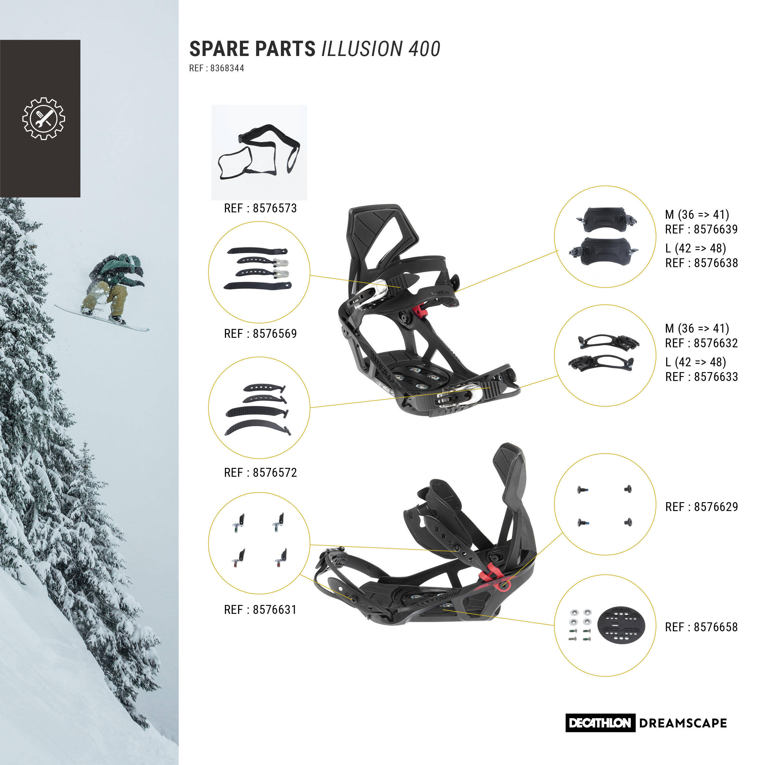 Men's and Women's Illusion 400 Snowboard Bindings - Black -  3