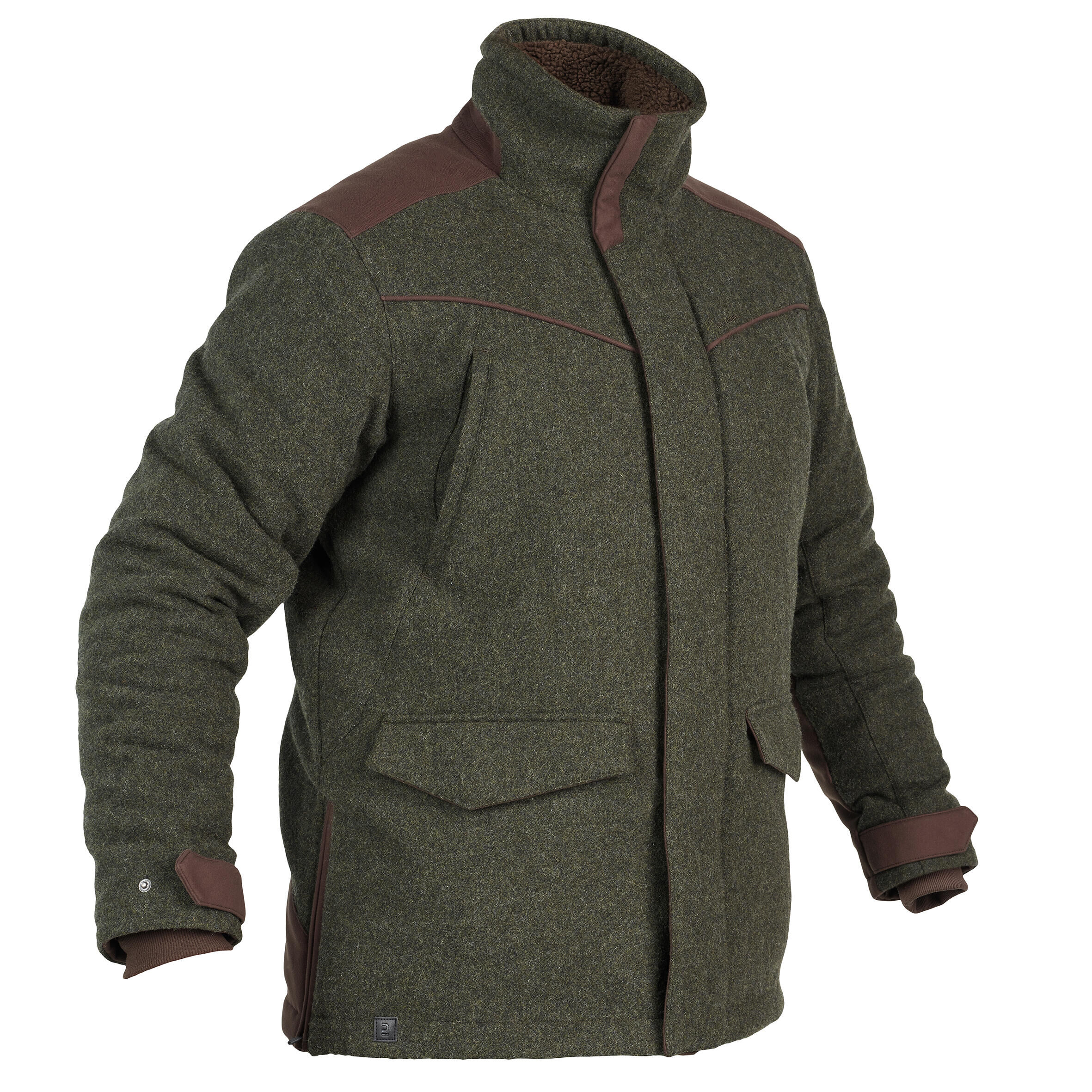 SOLOGNAC HUNTING WARM LODEN WOOL SILENT JACKET 900 GREEN