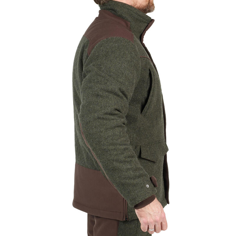 Jagdjacke 900 Wolle warm geräuscharm grün