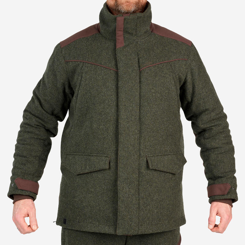 Jachetă 900 din lână călduroasă verde Bărbați  