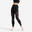 Legging taille haute bimatière Fitness Cardio Femme Noir