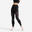 Leggings Damen mit hohem Bund Bimaterial - schwarz