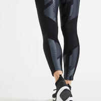 Women's phone pocket fitness high-waisted leggings, grey/black