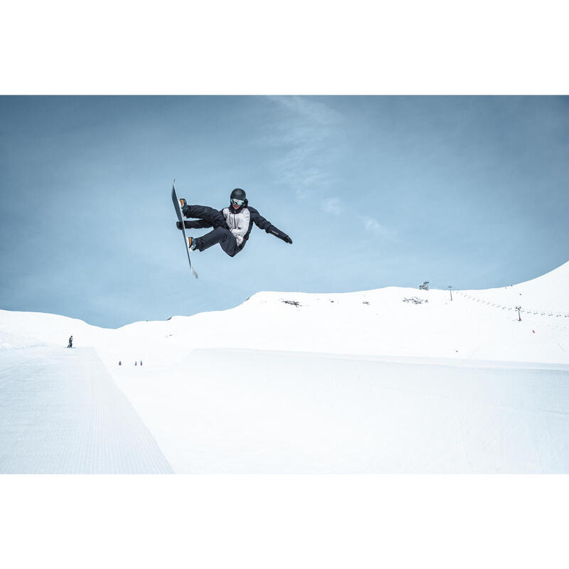 Chaqueta de snowboard resistente e impermeable hombre, SNB 900 UP beige y negro 