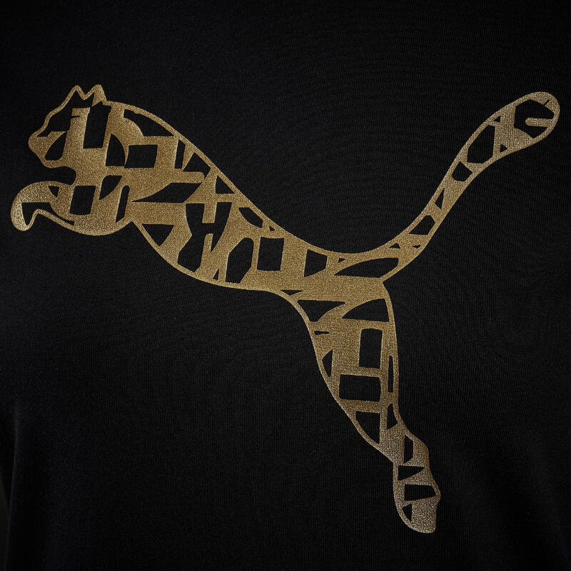 T-shirt fitness Puma manches courtes slim 100% coton col rond femme noir