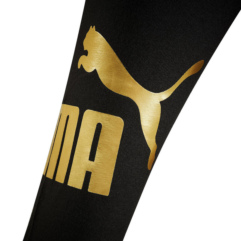 Leggings para Fitness Puma Algodão Preto com Logo Dourado