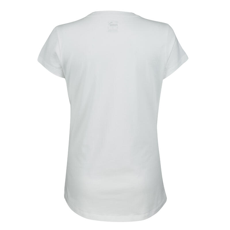 T-shirt fitness manches courtes droit col rond coton femme - blanc