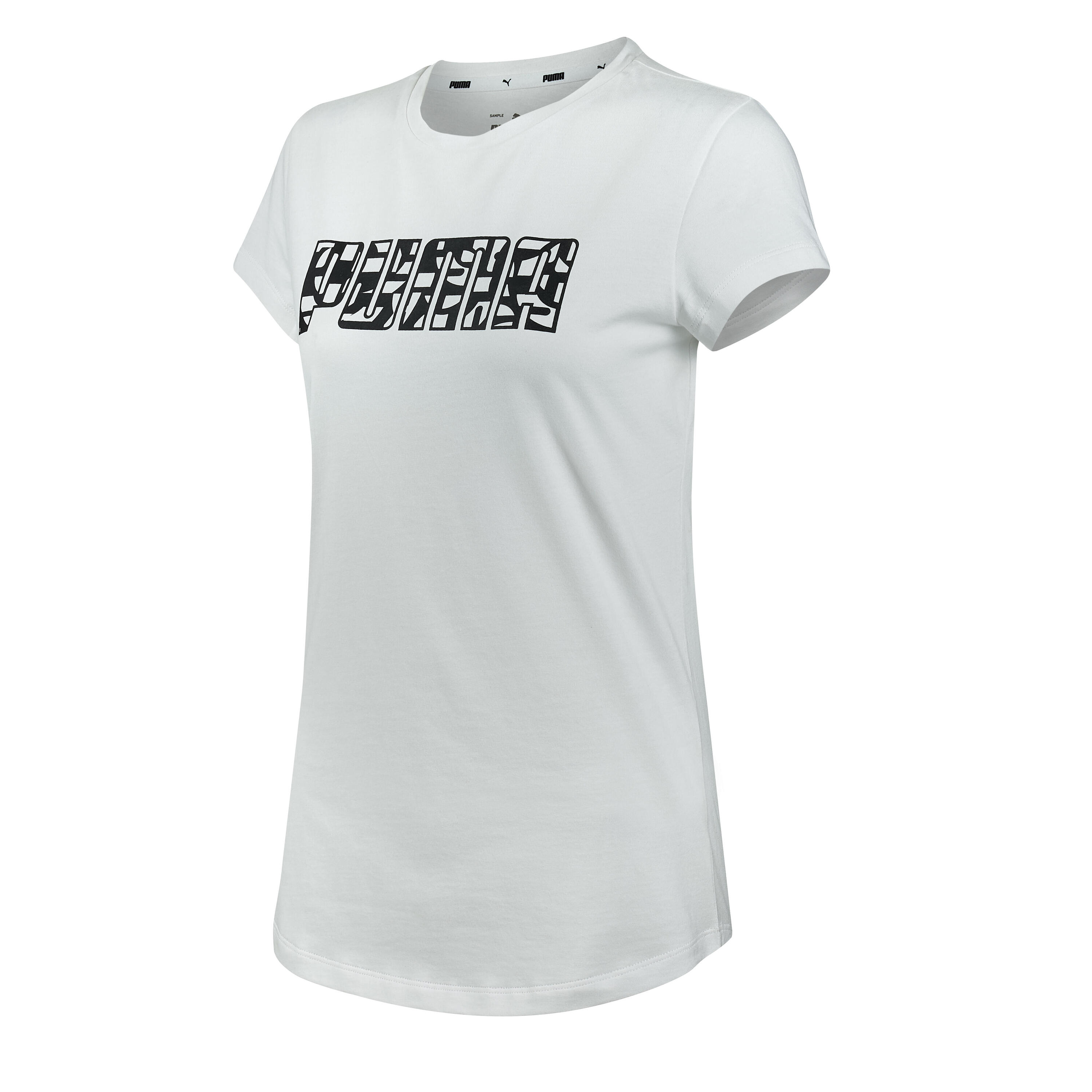 Women's Short-Sleeved Straight-Cut Crew Neck Cotton Fitness T-Shirt - White 6/7