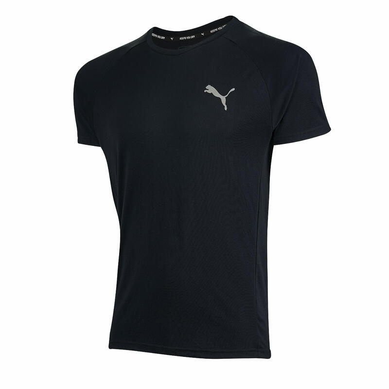 T-shirt fitness Puma manches courtes slim synthétique col rond homme noir