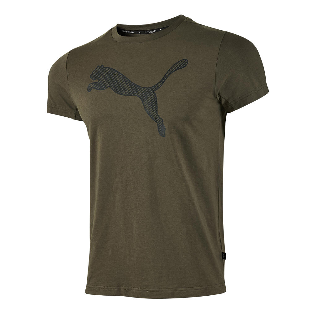 Men's Short-Sleeved Straight-Cut Crew Neck Cotton Fitness T-Shirt - Khaki