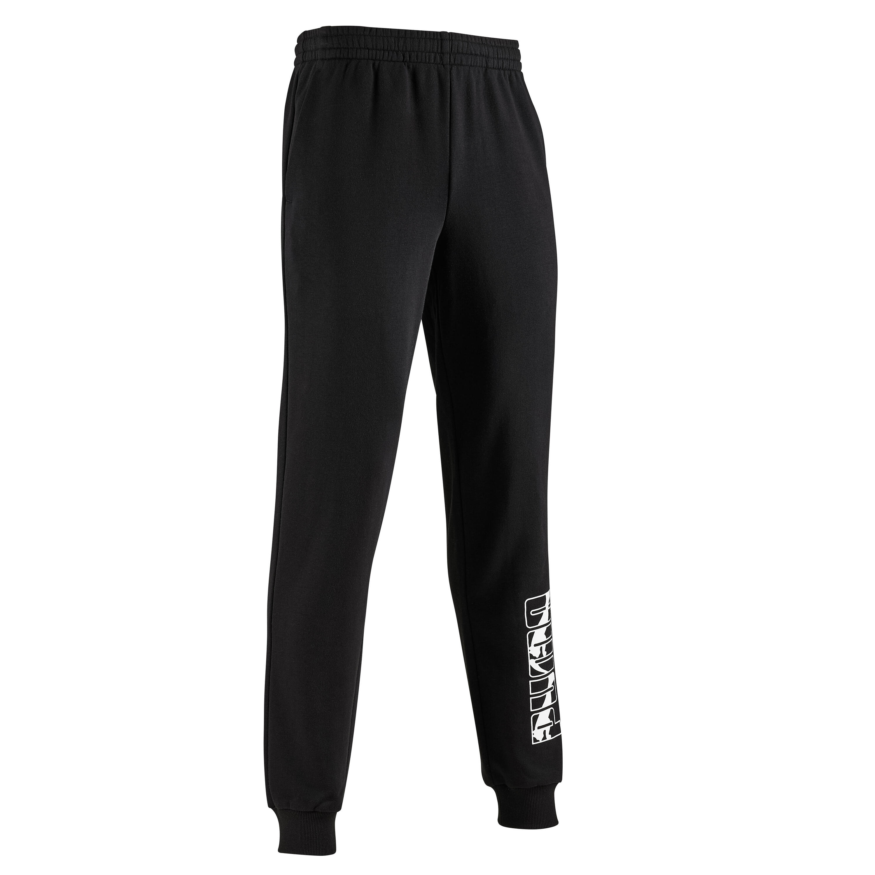 Men's Fitness Majority Cotton Slim Jogging Bottoms - Black Logo 5/7