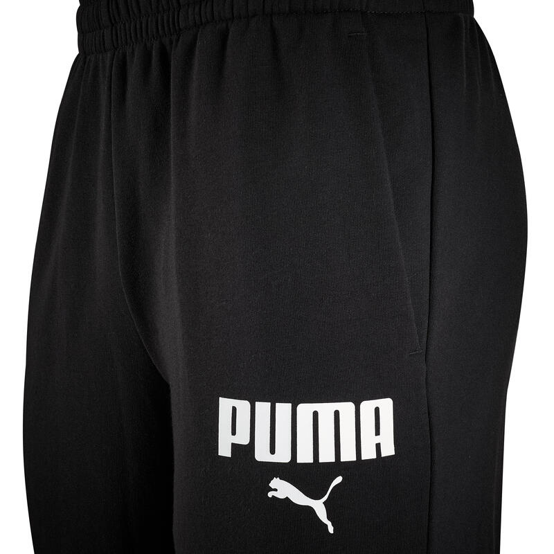 Pantaloni uomo fitness Puma slim misto cotone felpati neri