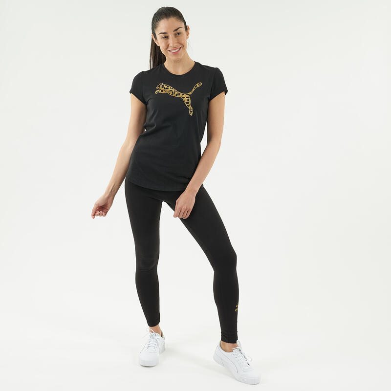 T-shirt fitness Puma manches courtes slim 100% coton col rond femme noir