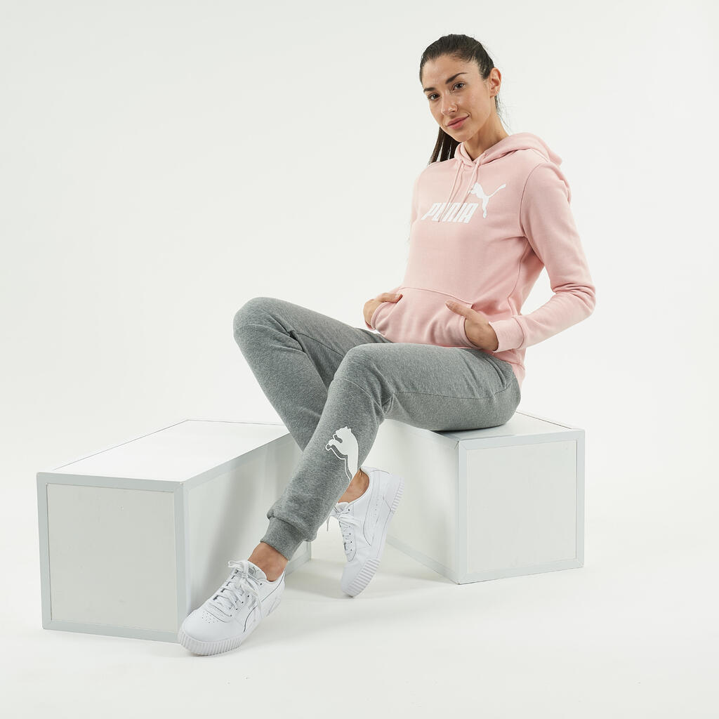 Women's Fitness Majority Cotton Straight-Cut Jogging Bottoms - Grey