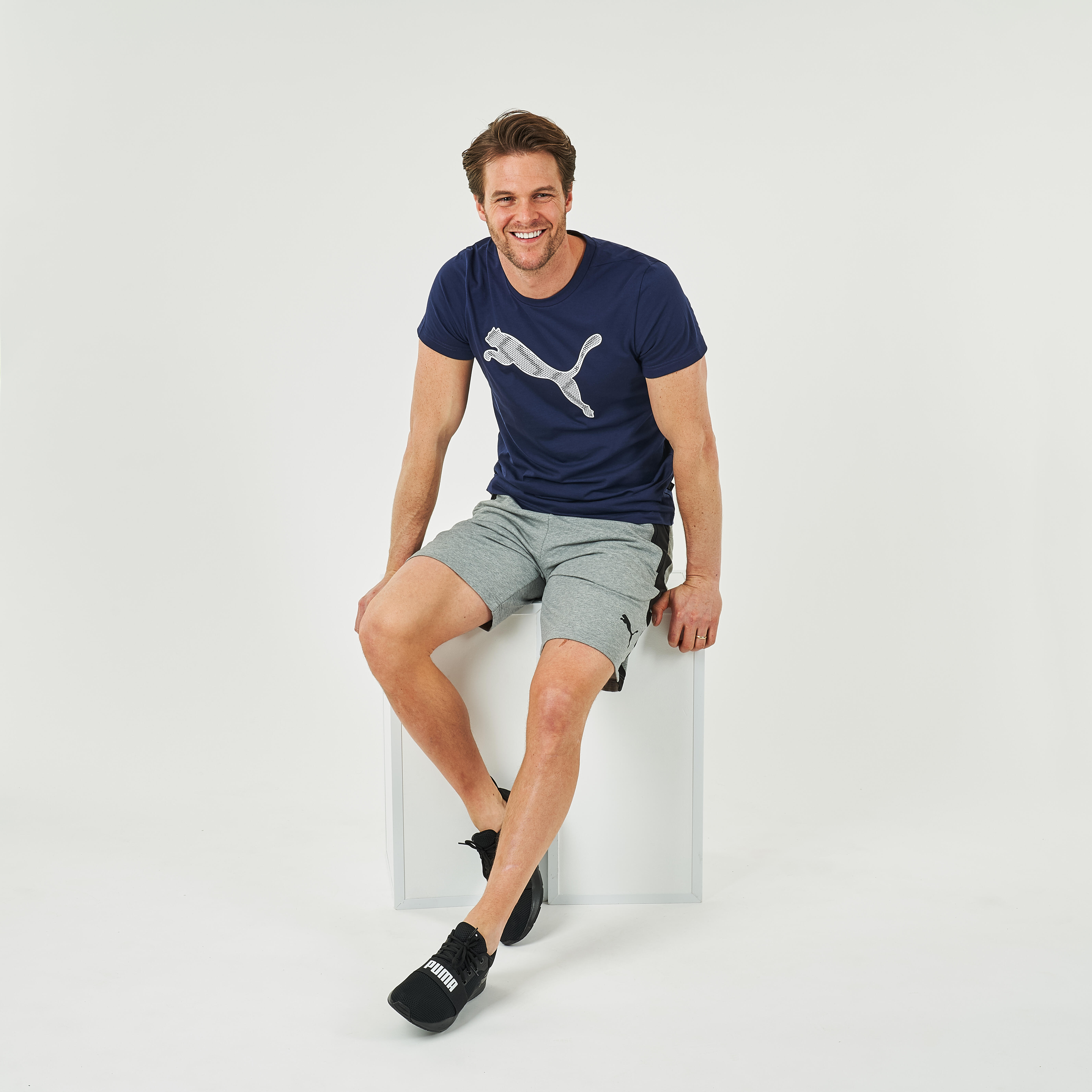 T-shirt uomo fitness Puma regular misto cotone blu PUMA | DECATHLON
