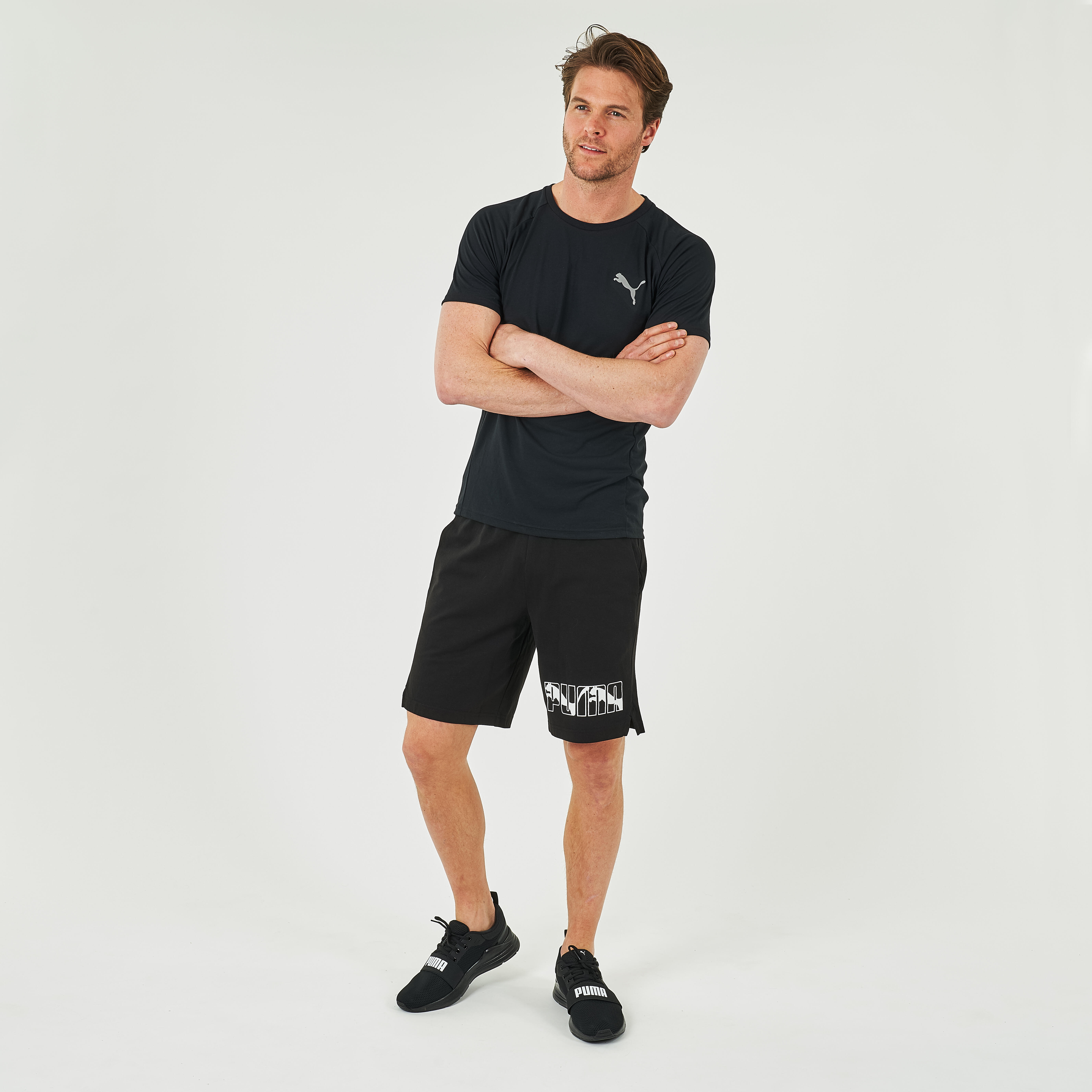 Pantaloncini uomo fitness Puma 100% cotone neri PUMA | DECATHLON