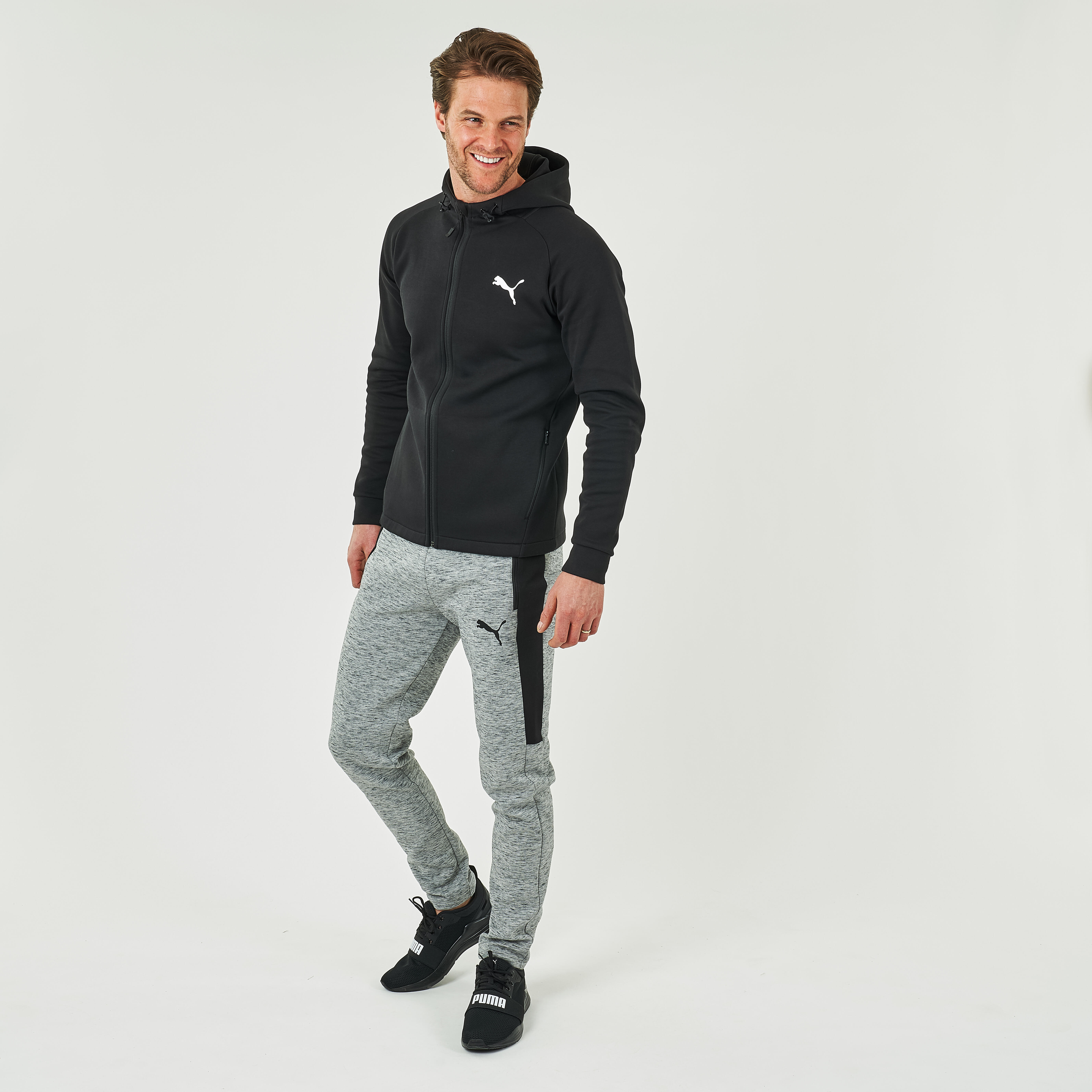 Pantaloni uomo fitness Puma slim misto cotone grigi PUMA | DECATHLON