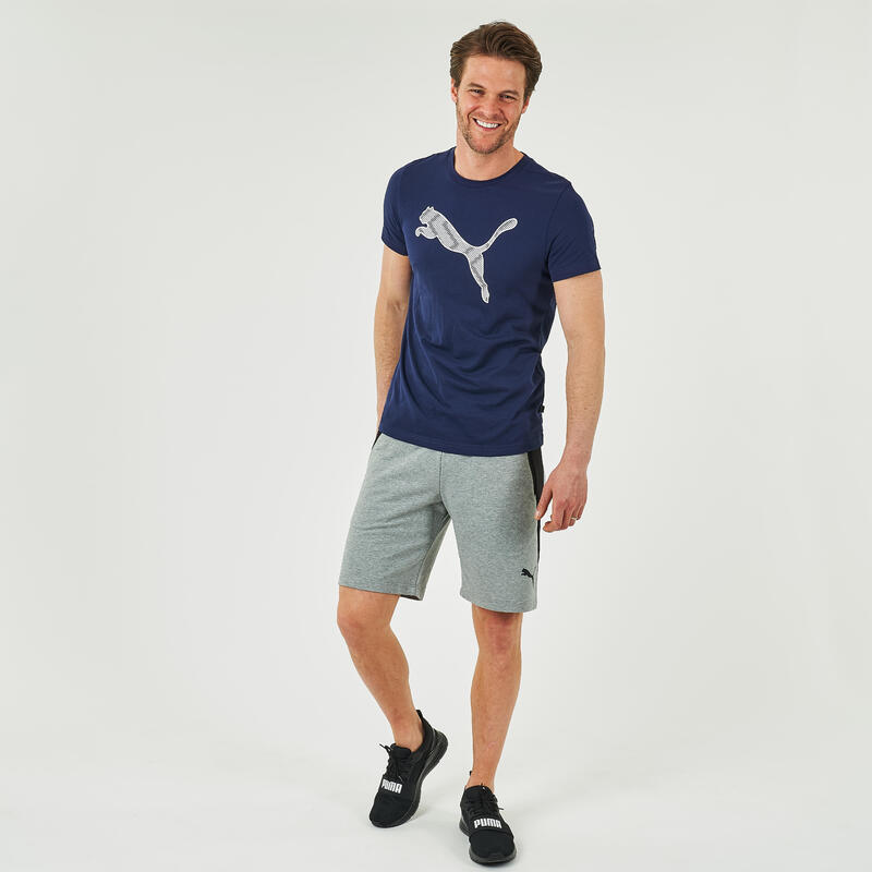 T-shirt fitness Adidas manches courtes slim coton col rond homme bleu marine