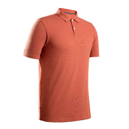 Men's golf short-sleeved polo shirt MW500 terracotta