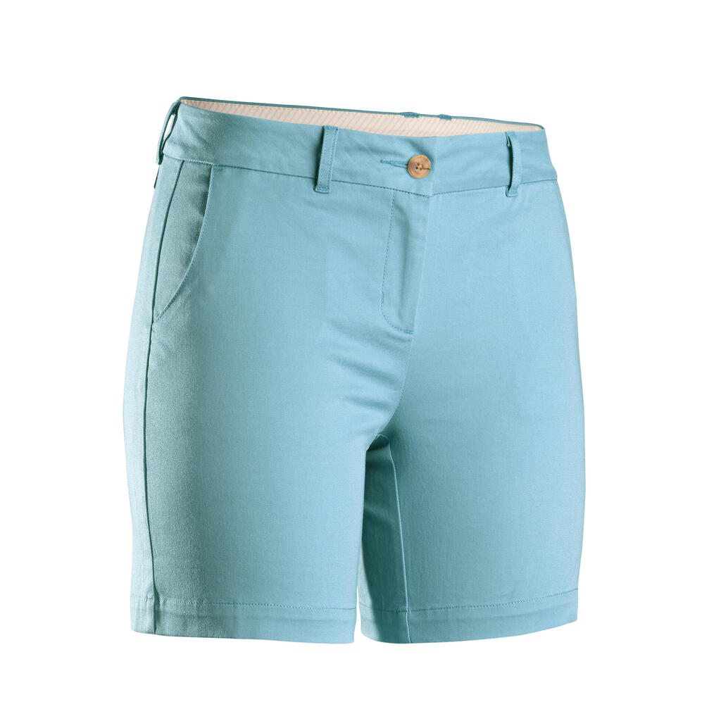 Women's golf chino shorts - MW500 ice blue