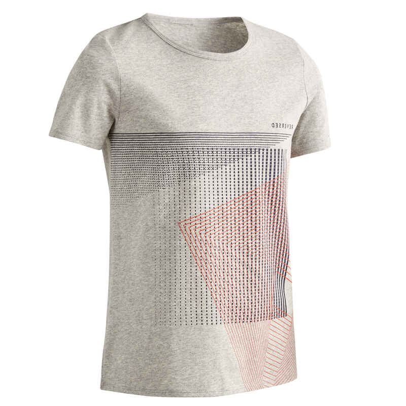 T-Shirt Basic Kinder hellgrau mit Print
