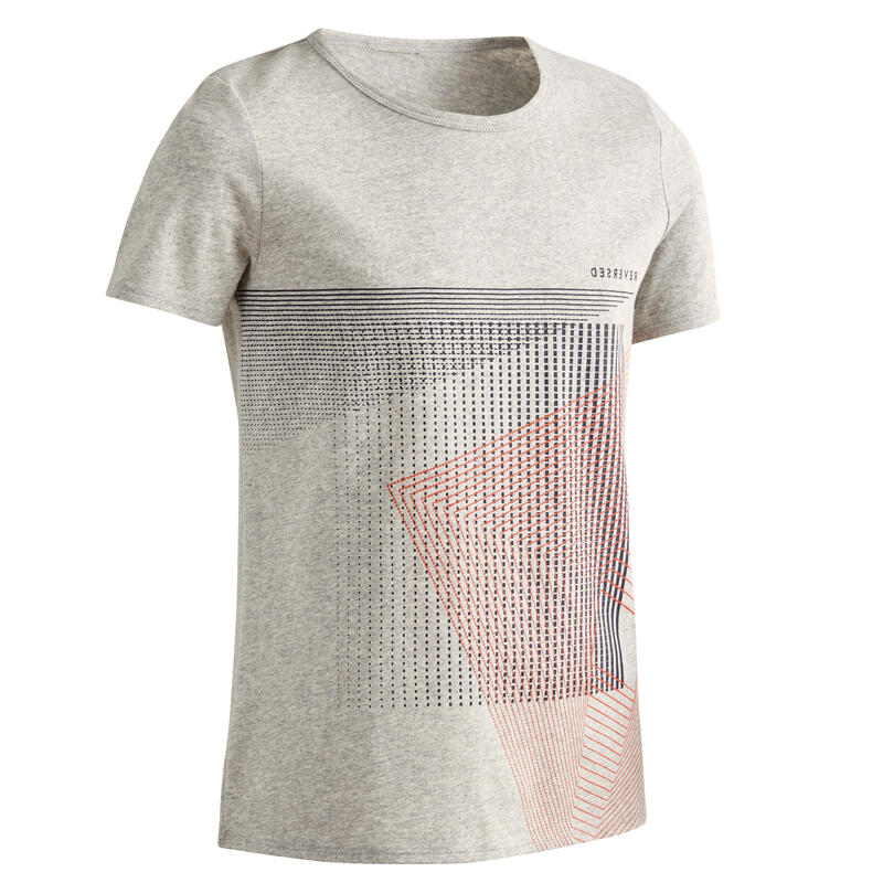 T-shirt enfant coton - Basique gris clair avec imprimé