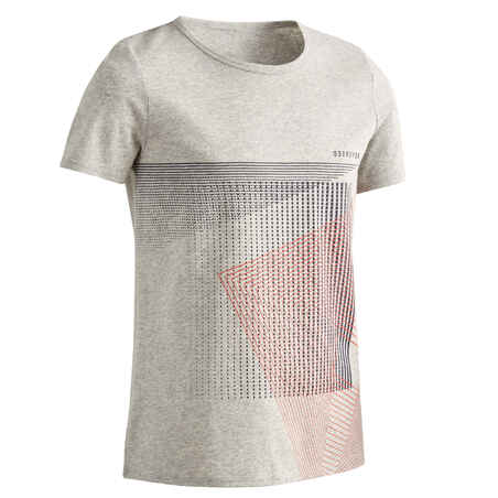 T-Shirt Basic Kinder hellgrau mit Print