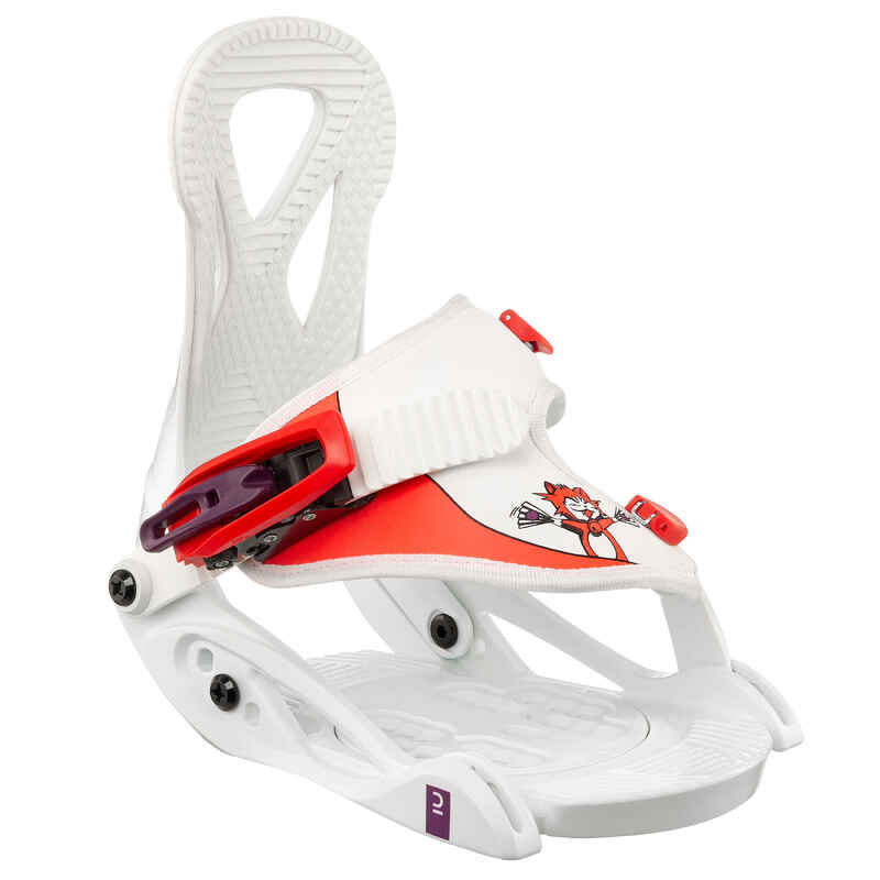 Kids Quick Snowboard Bindings Faky XS White and Red Decathlon