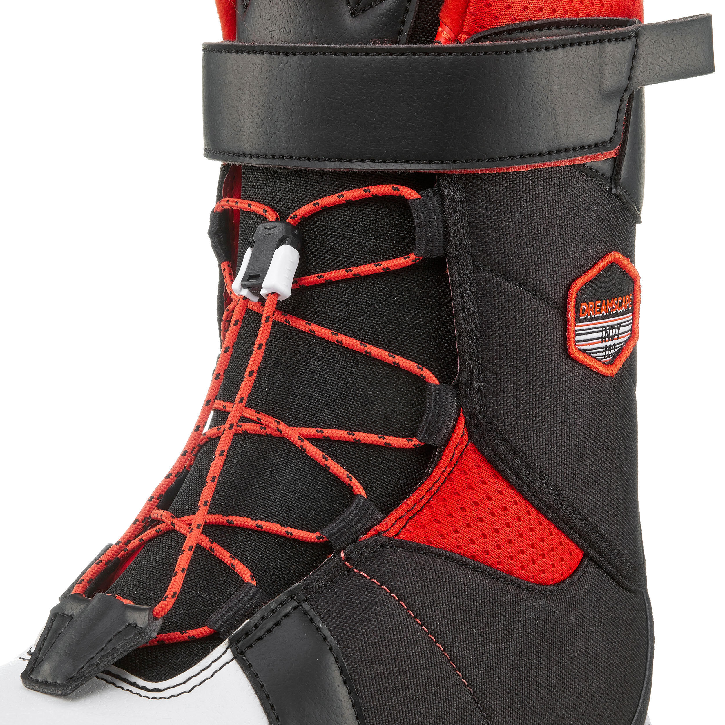 Kids’ Snowboarding Boots Indy 100 Black, Vermilion Dreamscape
