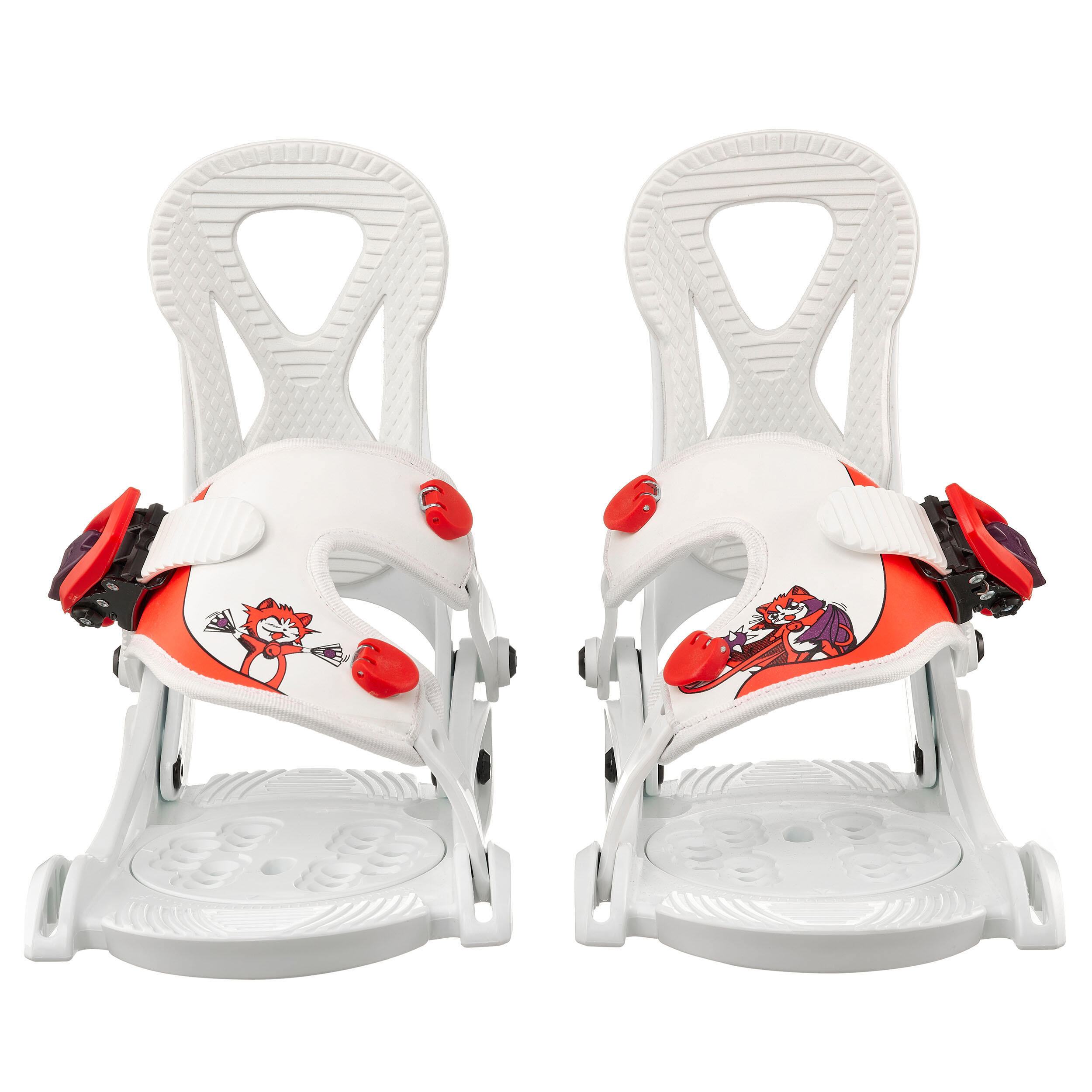 Kids’ Snowboard Bindings XS - Faky White/Red - Snow white, Snow white
