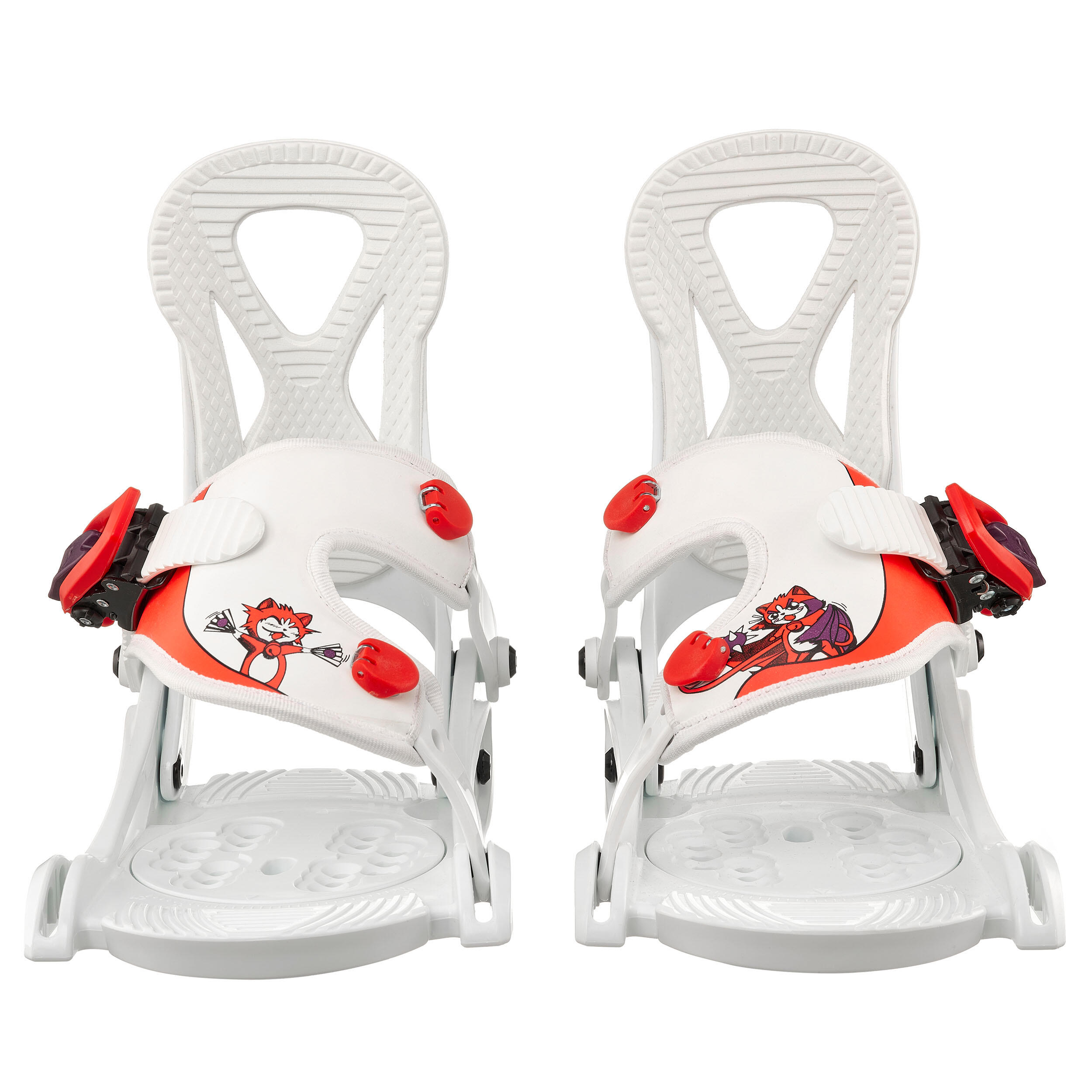 Kids’ Quick Snowboard Bindings  - Faky XS - White and Red 5/9