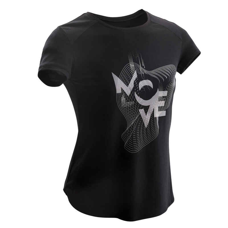 Girls' Breathable T-Shirt - Black/Print