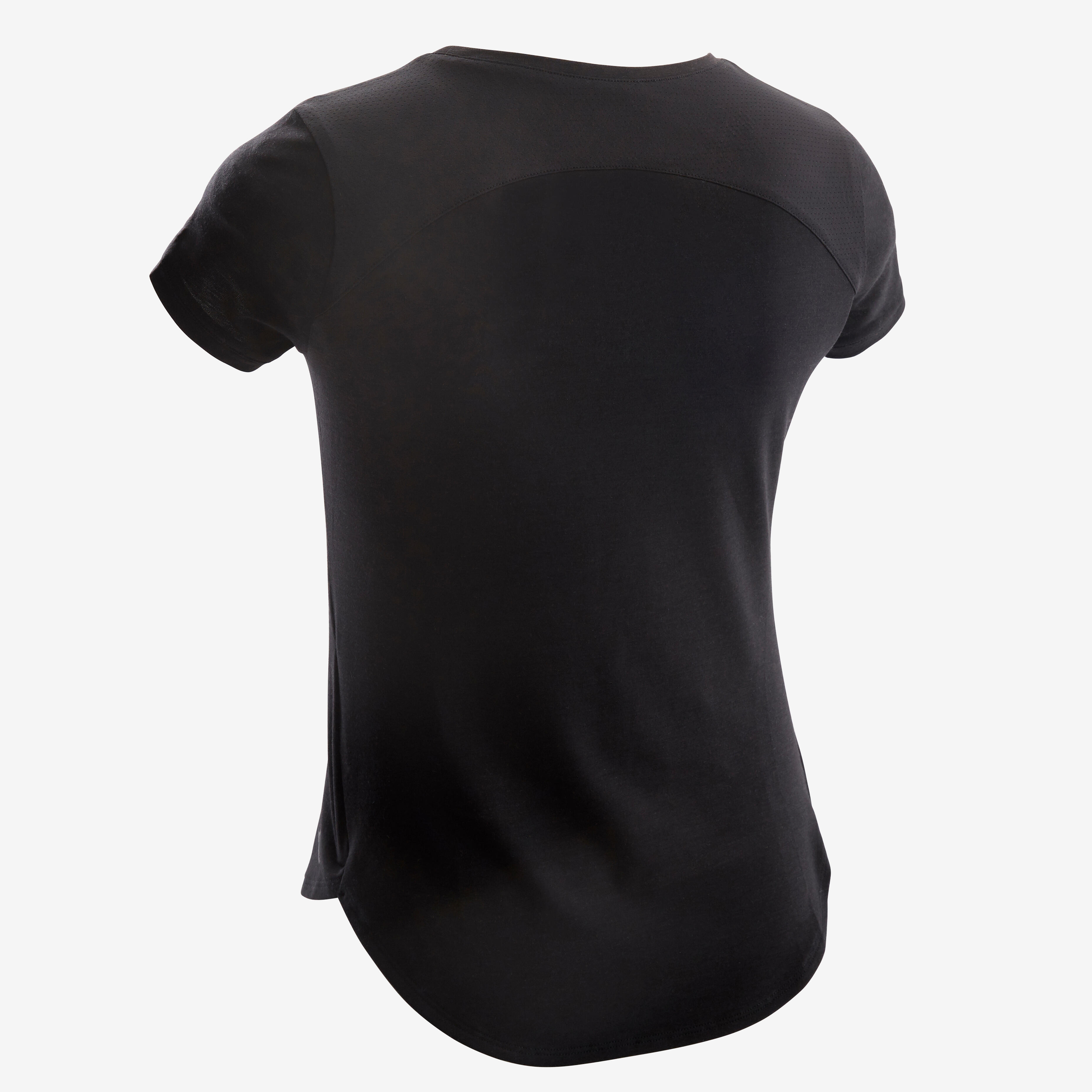 Camiseta de fitness manga corta para Nina Domyos 500 negro estampado Decathlon