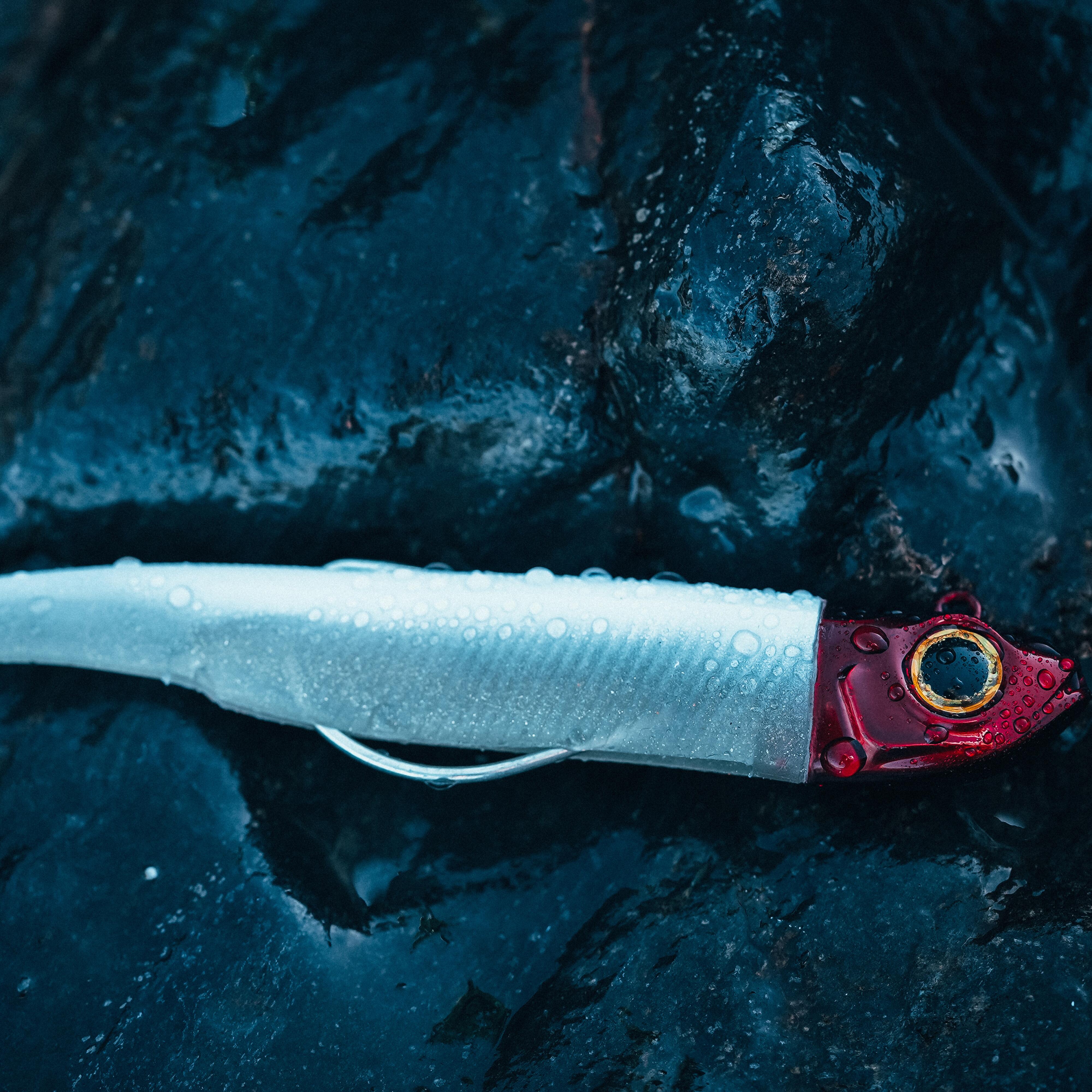 CAPERLAN Mäkké nástrahy shad texan Ancho 90/8 g na more červená hlavička/žltá fluo bez · záber 6