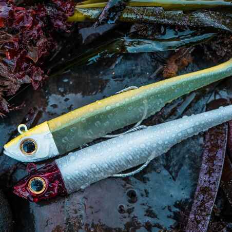 Sea Fishing Texas ANCHO Soft Lure COMBO 90 8 גרם ראש ניאון צהוב/אדום